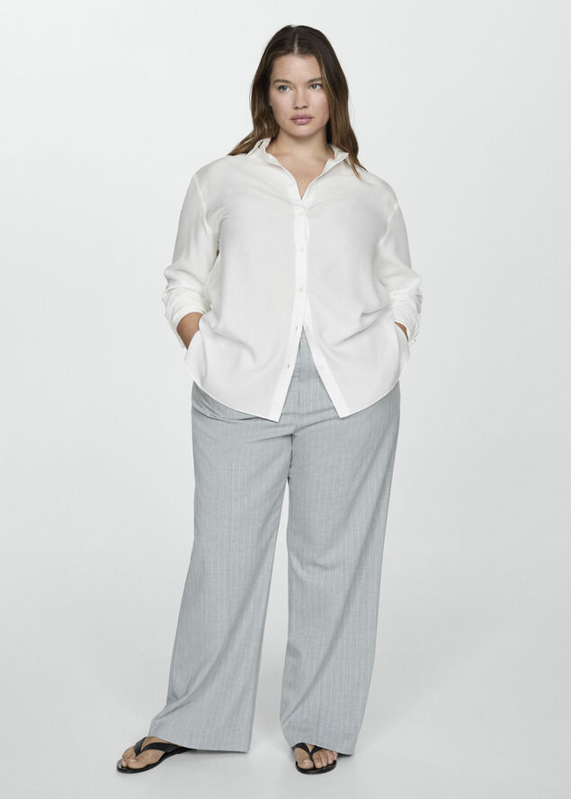 MANGO Lyocell fluid shirt Natural white