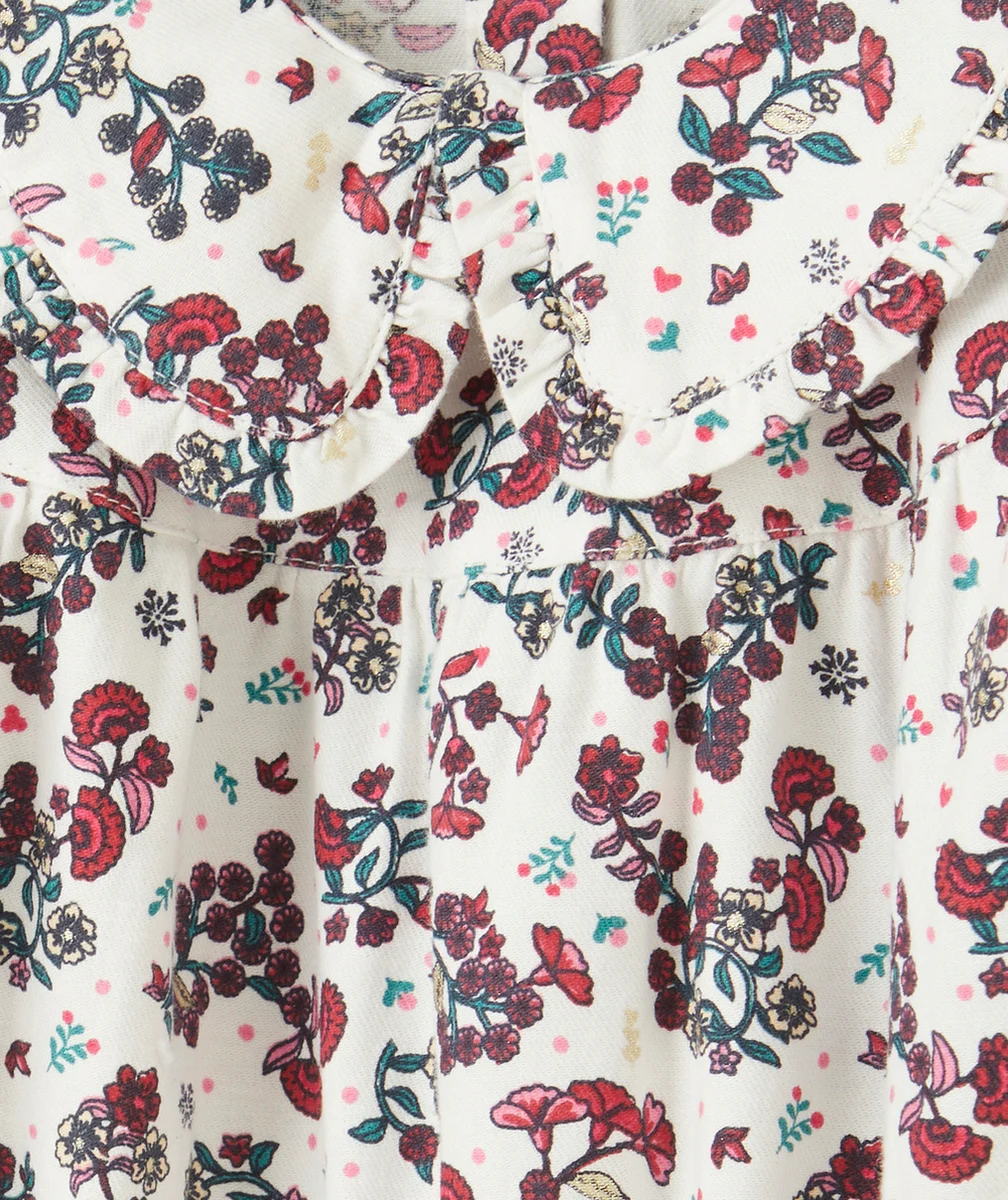 ROBE COL CLAUDINE BÉBÉ FILLE EN COTON ET IMPRIMÉE FLORAL
