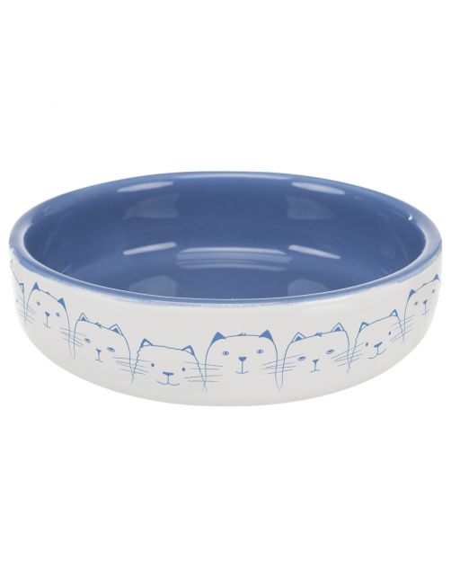 Trixie Voer\/Waterbak Hello My Little Cat Keramiek - Kattenvoerbak - Ø15 cm 329 g Lichtblauw Wit