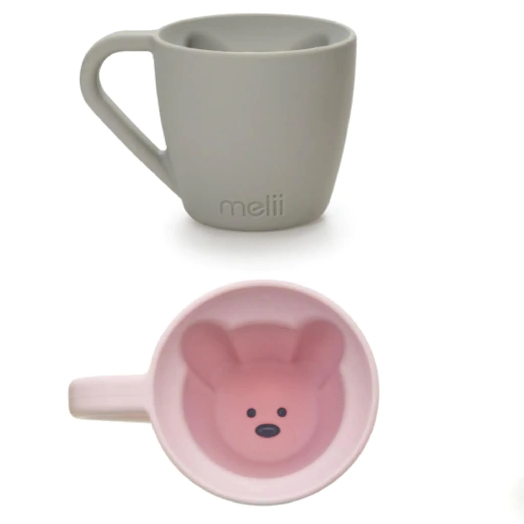 Melii Tasse (2) Ours en Silicone 200ml - Rose  Gris