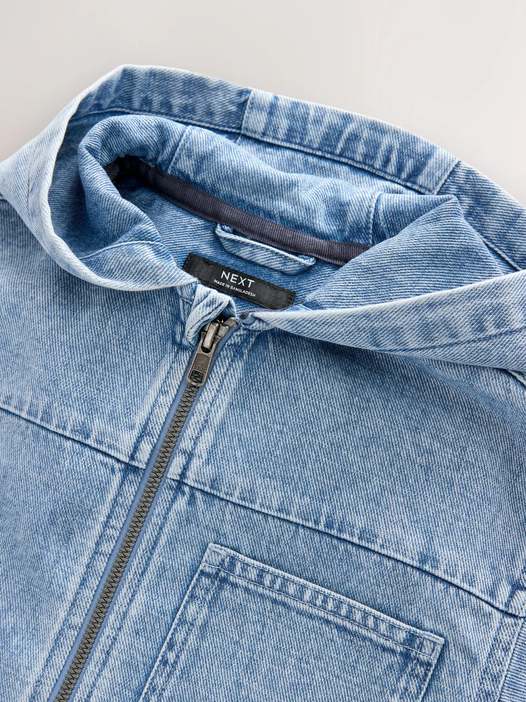Denim met lichte wassing - Overshirt 100% Cotton Zip Through Hoodie (3-16yrs)