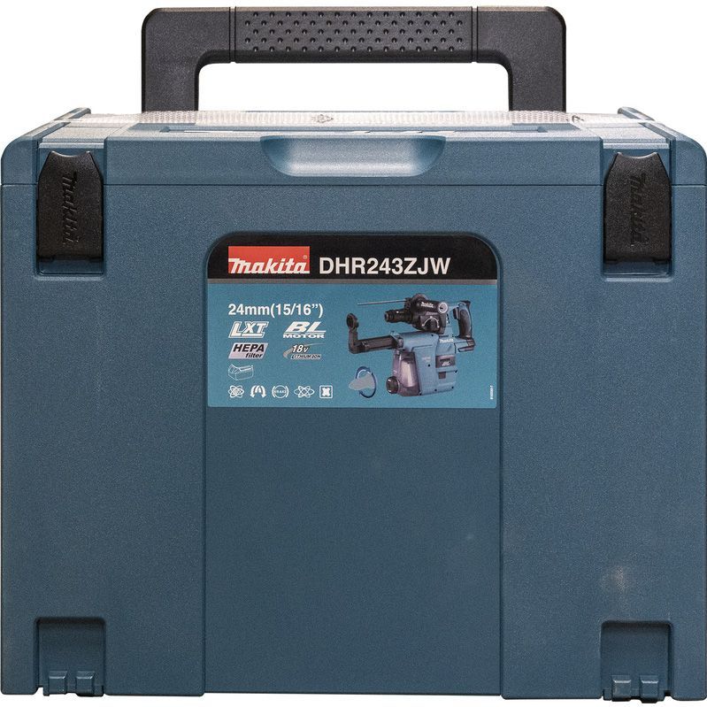 DHR243ZJW 18 Volt combihamer met verwisselbare boorkop met stofafzuiging | zonder accu's en lader in M-box