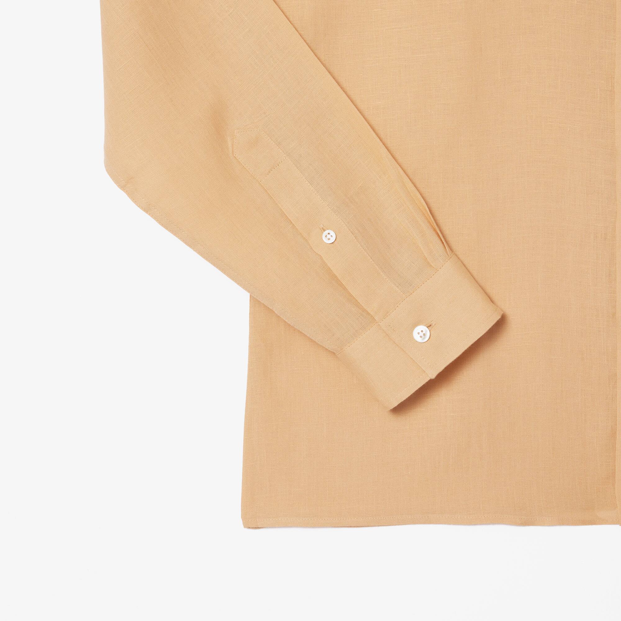 Herren LACOSTE Leinen-Hemd Lange Armel - Beige - Lacoste - Herren