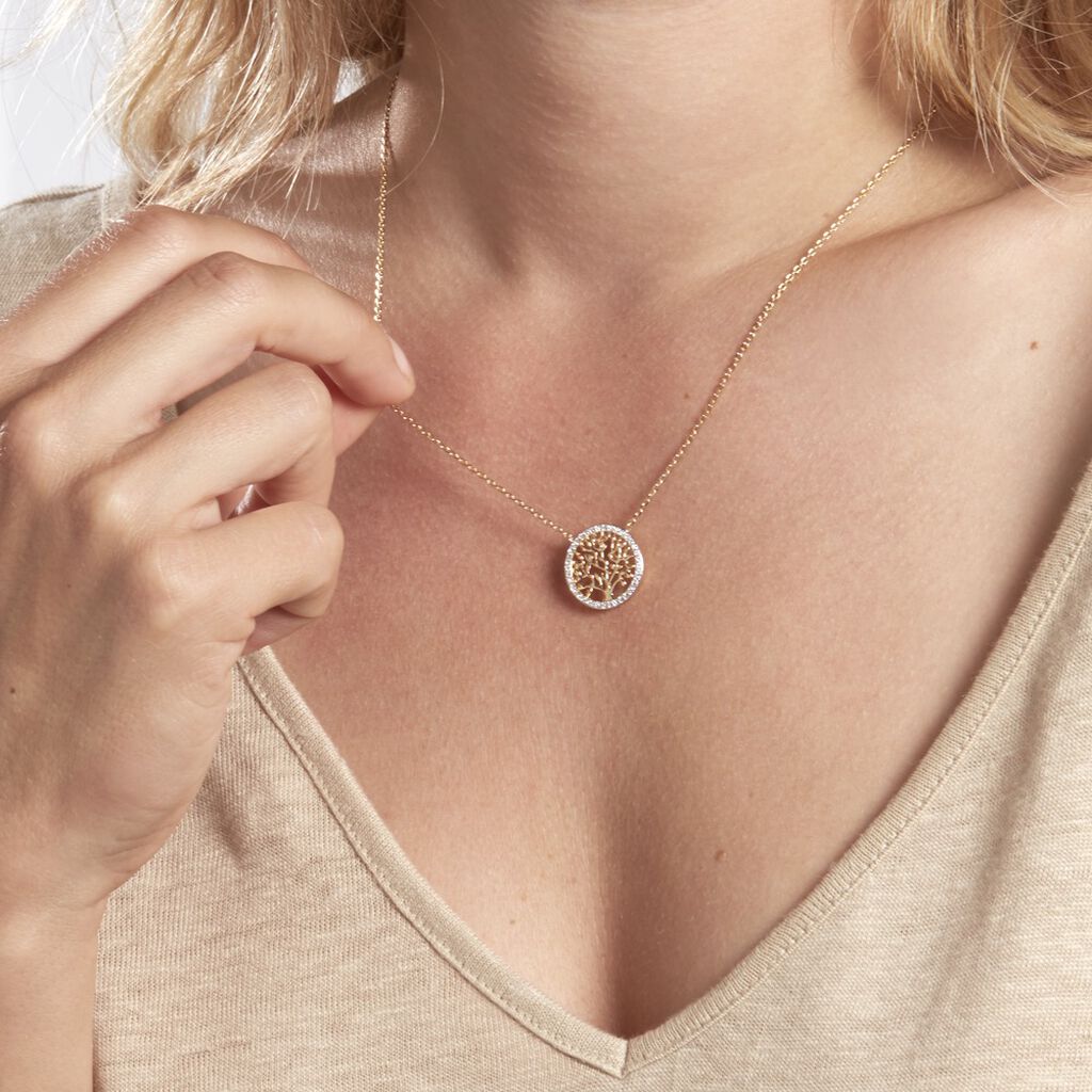 Collier Theolina Plaqué Or Jaune Oxyde De Zirconium
