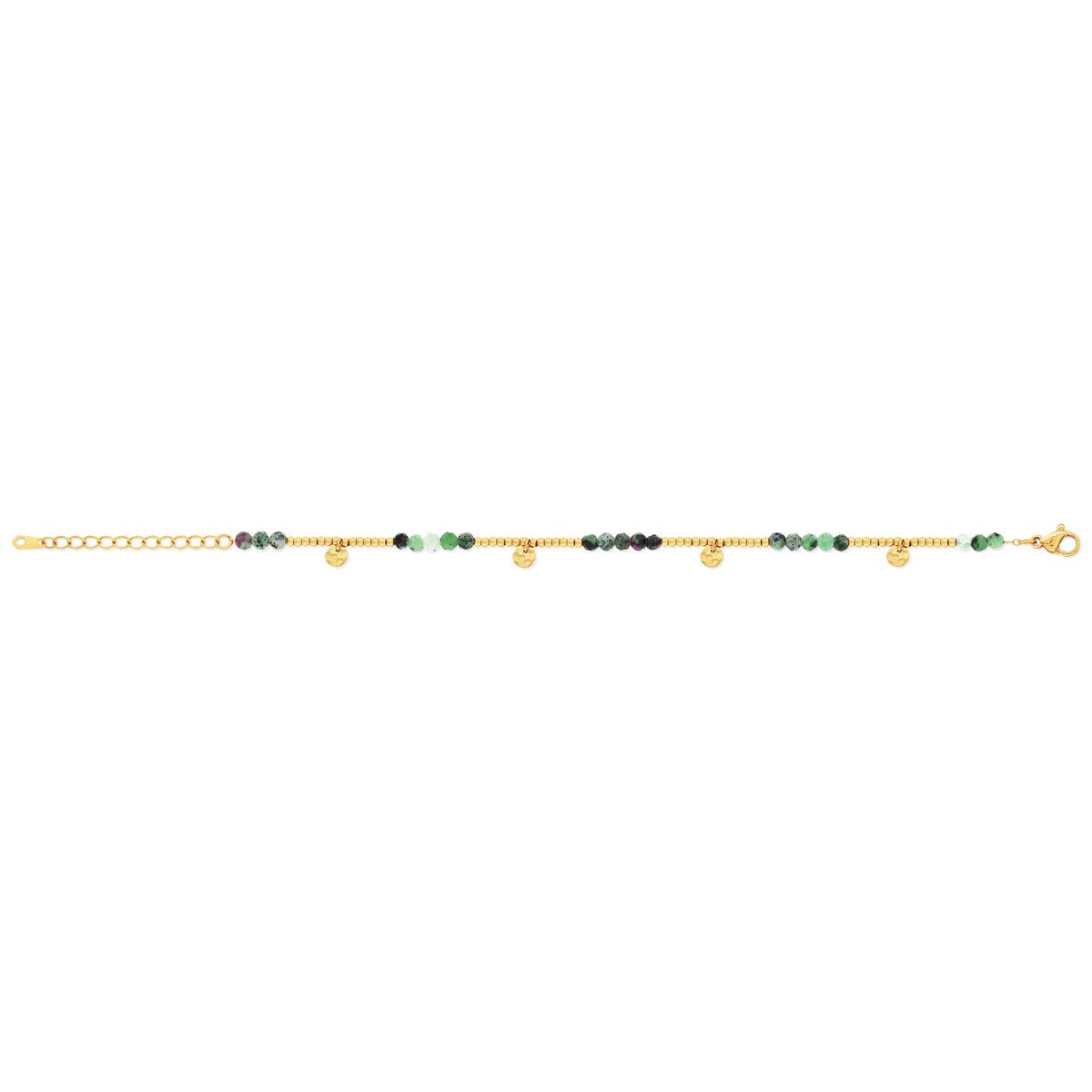 Bracelet acier doré amazonites vertes 19 cm