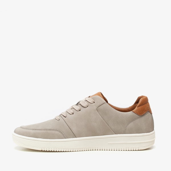 Blue Box grijze heren sneakers met bruin detail