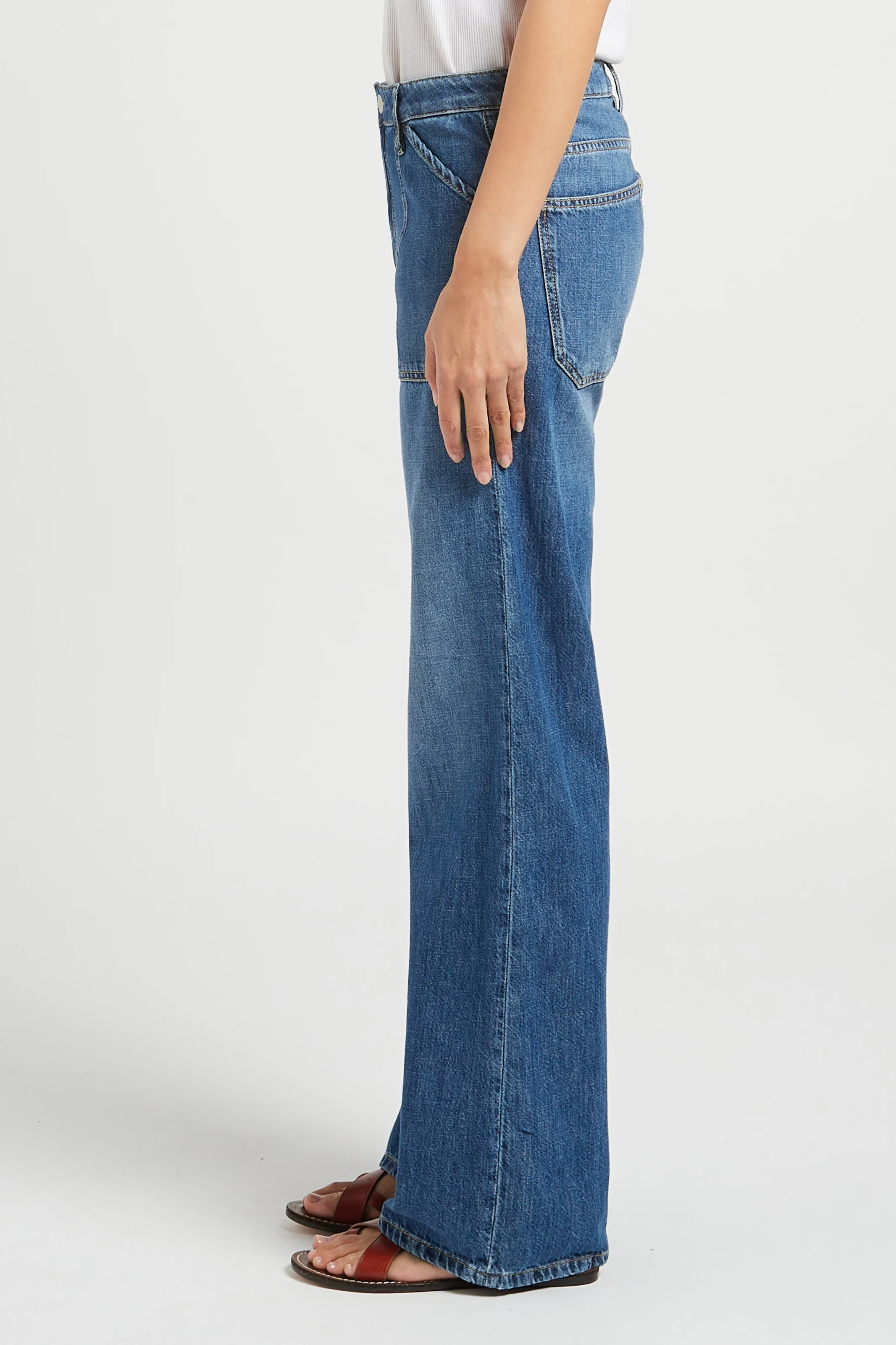 GATSBY - Jean droit en denim souple délavé| Bleu