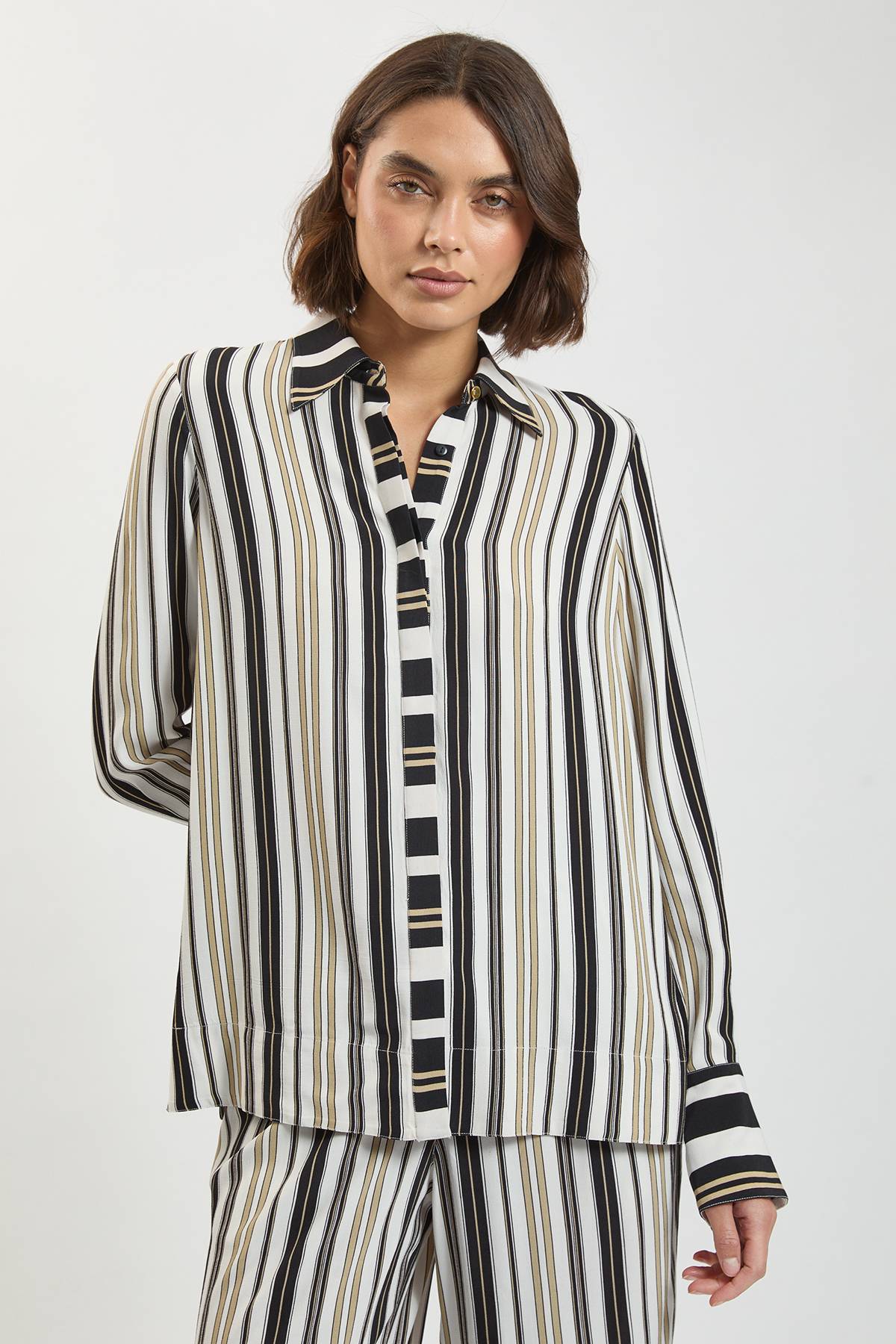 KarenMillen Chemise Coordonnée En Viscose À Rayures Contrastées