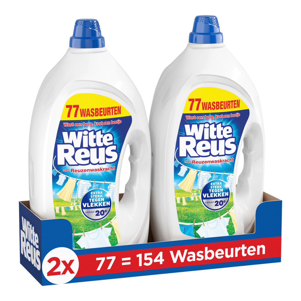 2x Witte Reus Wasmiddel Gel 77 Wasbeurten3,465 liter