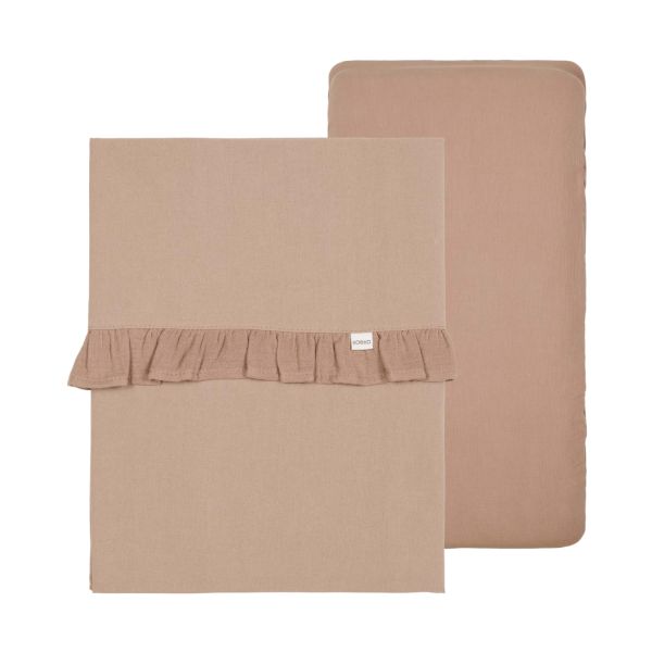 Koeka Faro Ruffle Set Ledikant - Laken En Hoeslaken - Sage