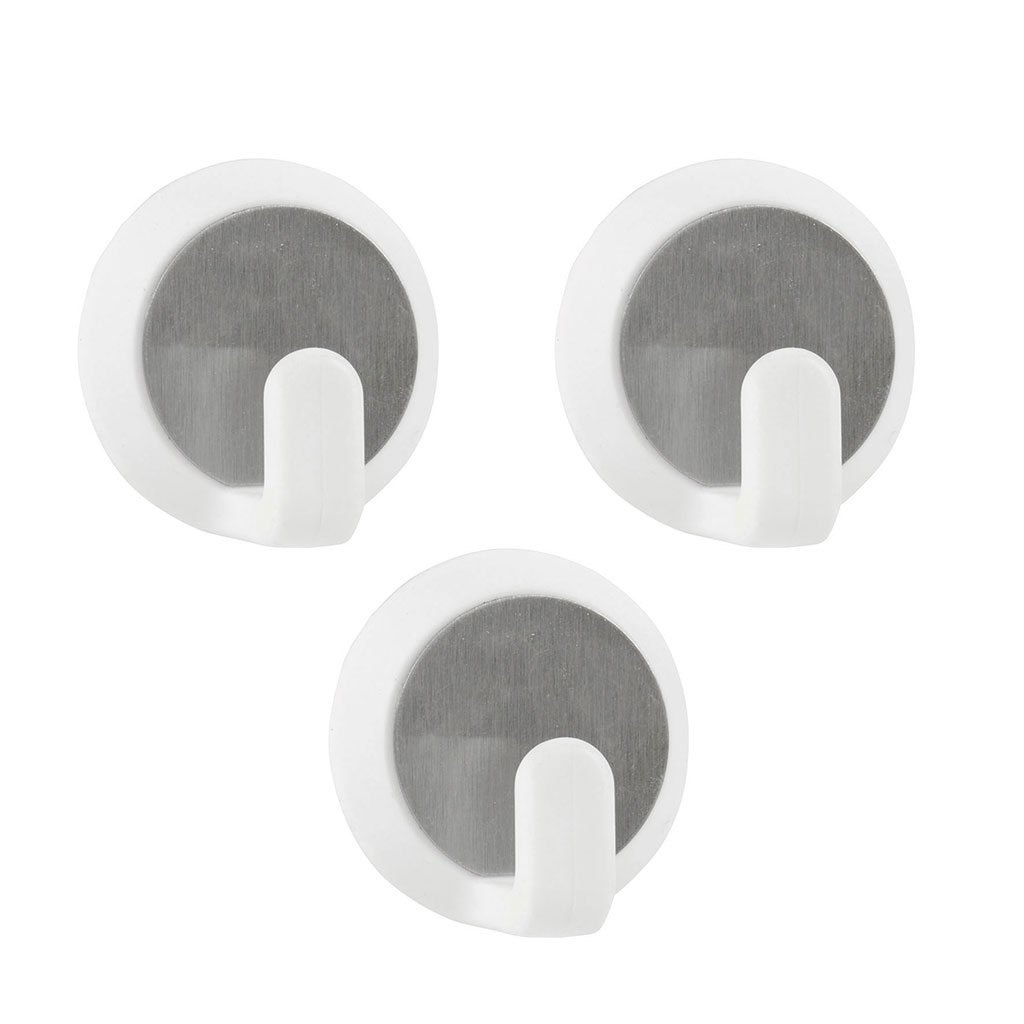 Lot de 3 crochets adhésifs bi matière ronds