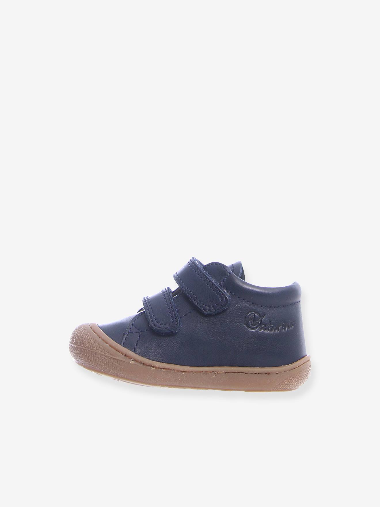 Sapatinhos de bebê com fecho de velcro Cocoon NATURINO® First Steps Marrom Claro Liso