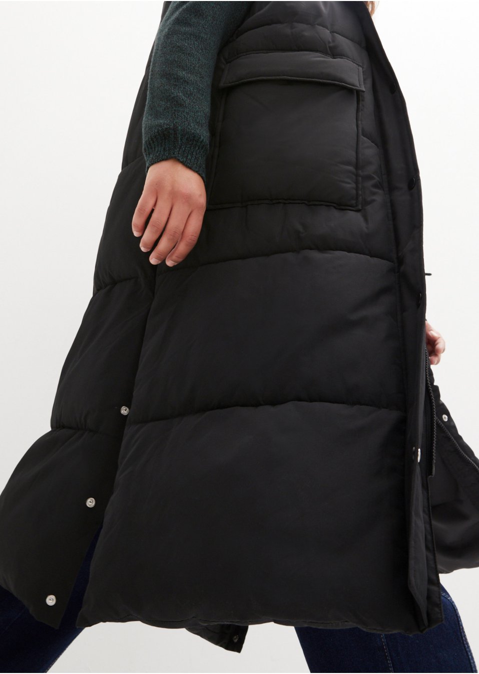 Veste sans manches matelassée en polyester recyclé avec capuche amovible