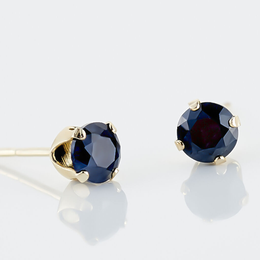 Boucles D'oreilles Puces Elea Serti Griffe Or Jaune Saphir