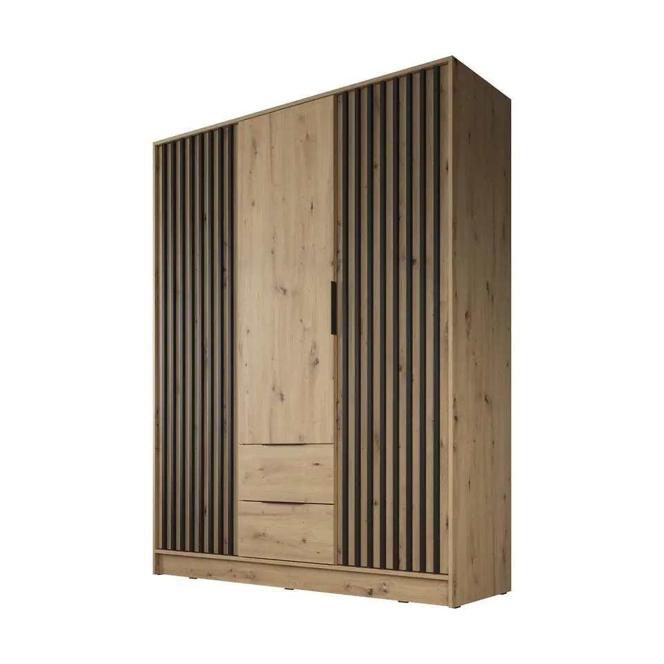 Meubella - Kledingkast Nairobi - Eiken - Zwart - 155 cm
