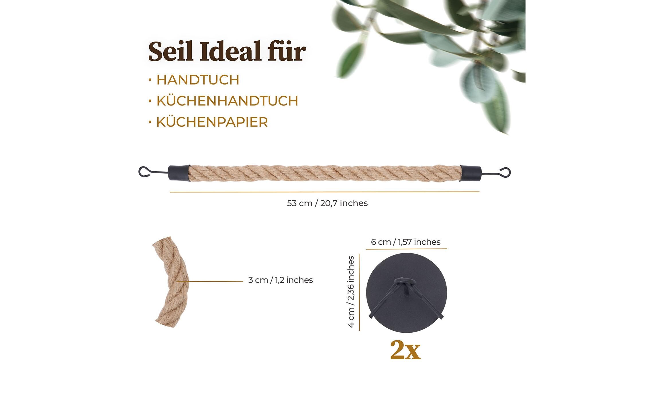 Handtuchhalter Anton 53 cm, Braun/SchwarzSeil-Handtuchhalter
