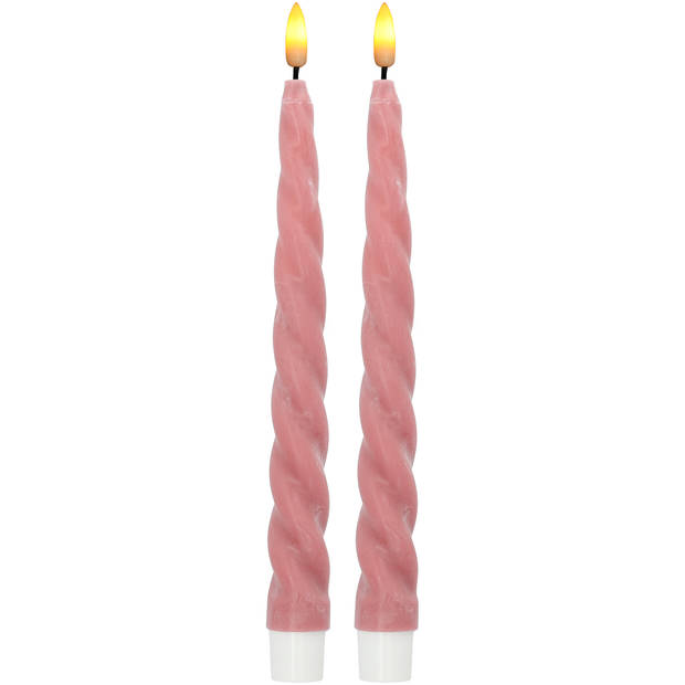 Blokker LED Dinerkaars Swirl - 2x25 cm - 2 stuks - Roze