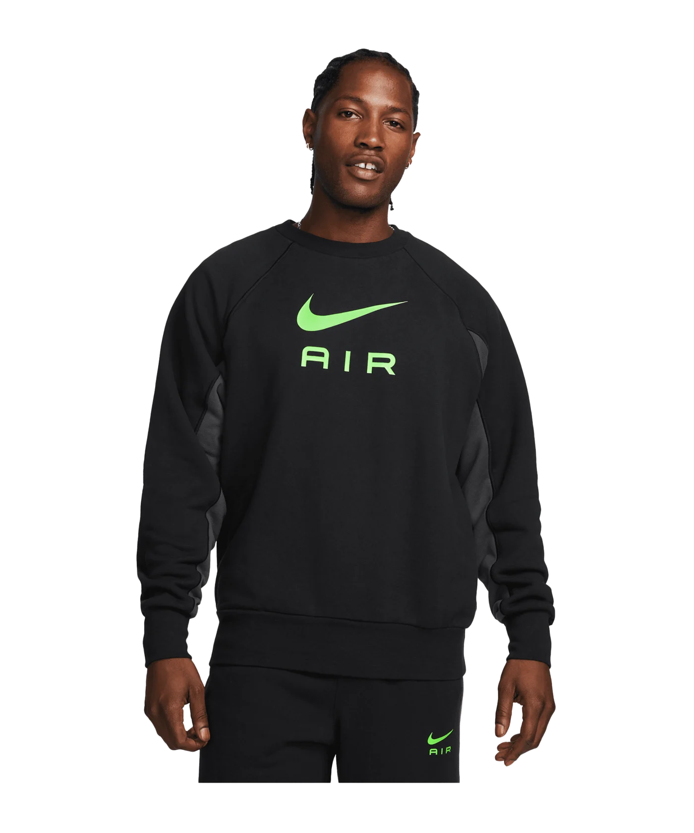 Nike Air FT Crew Sweatshirt Schwarz Grau Grün F011