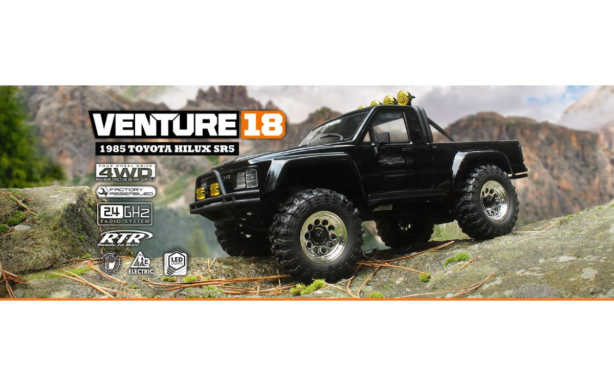 Scale Crawler Venture18 Toyota Hilux SR5, Schwarz RTR, 1:18<br>Offroad-Truck im Massstab 1:18