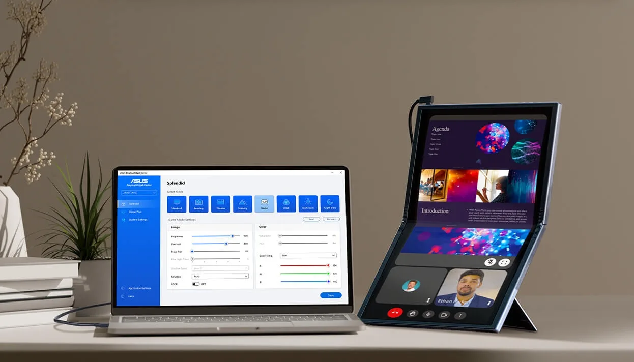 Asus ZenScreen Fold OLED MQ17QH Écrans de bureau et professionnels