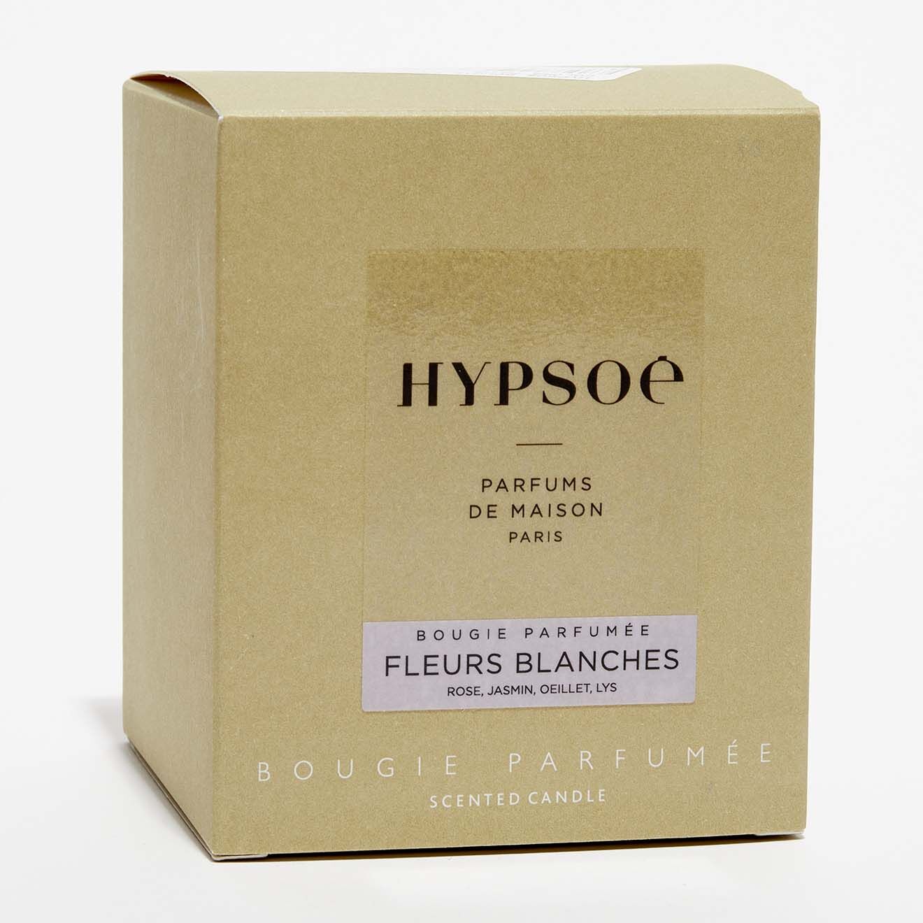 Hypsoé Bougie parfumée verre coloré métal Fleurs Blanches - 1 mèche 50h