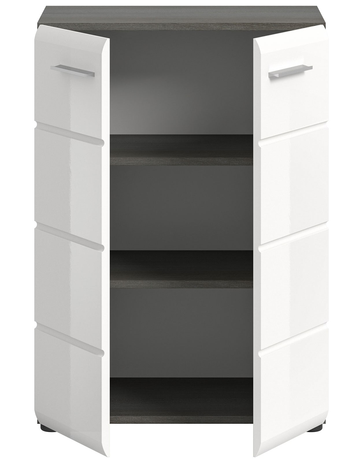 Kommode Salsa 60 x 85 x 37 cm Weiß Hochglanz/Rauchsilber
