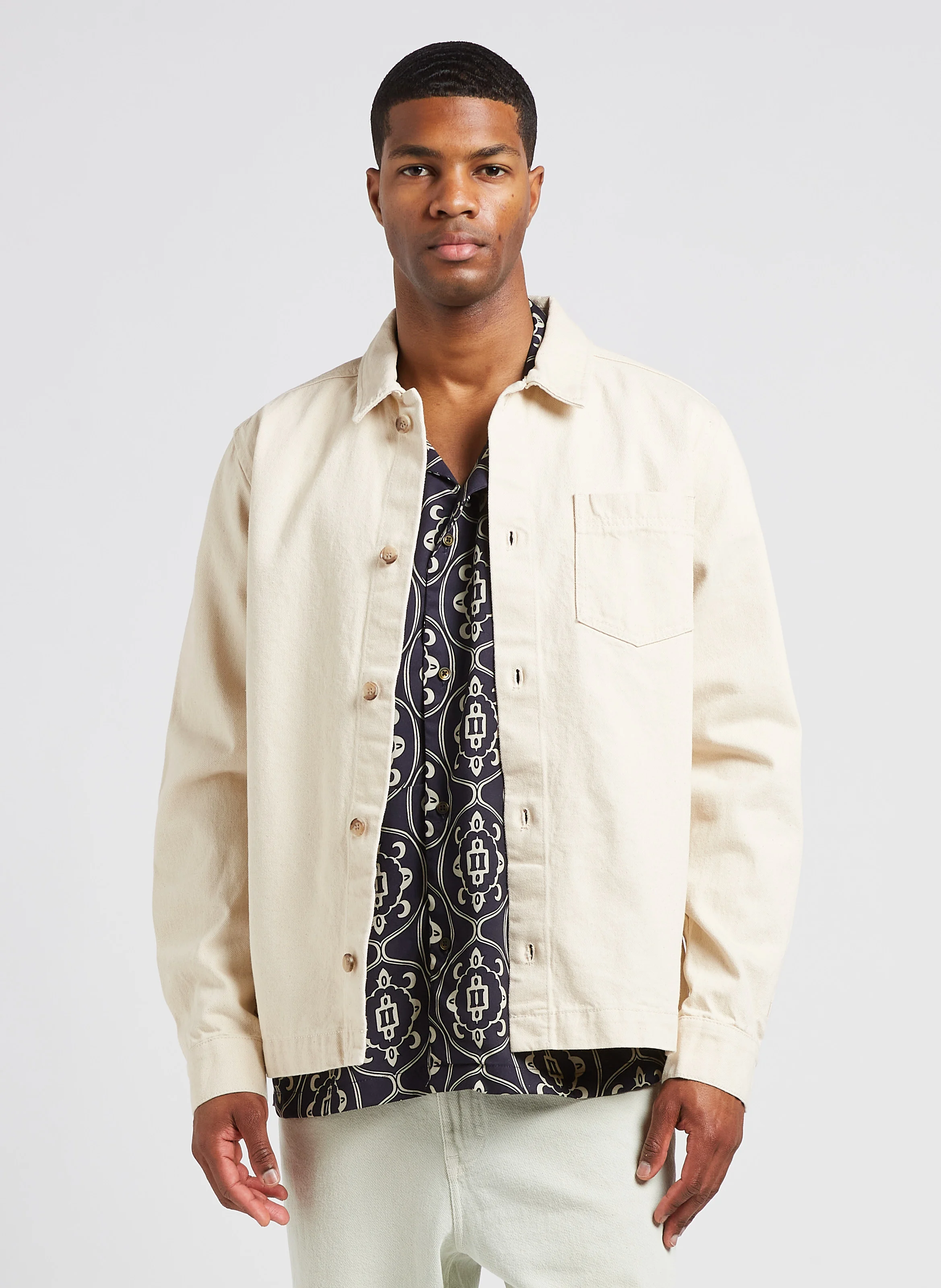 Chemise col classique en coton bio| Beige