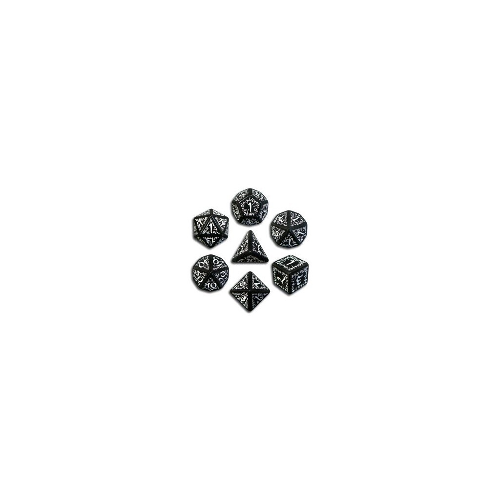 Set de Dés Elfiques Noirs et Blanc