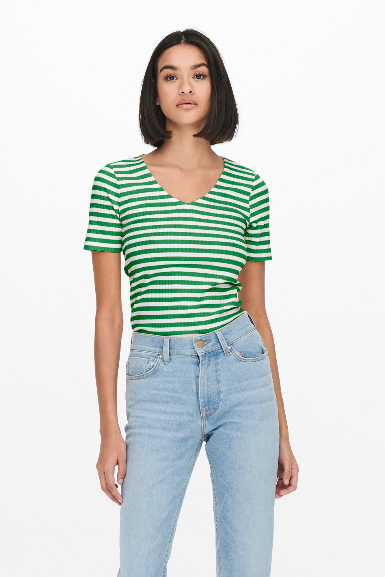 Blusa listrada de manga curta