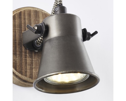 Wandspot, 1-lichts, HxB 13x9,5 cm, bruin/zwart