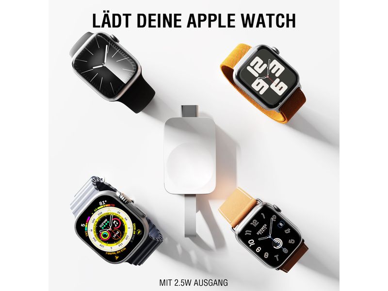 4smarts Ladekabel VoltBeam Kabelloses Ladegerät für Apple Watch mit USB-C Verlängerung