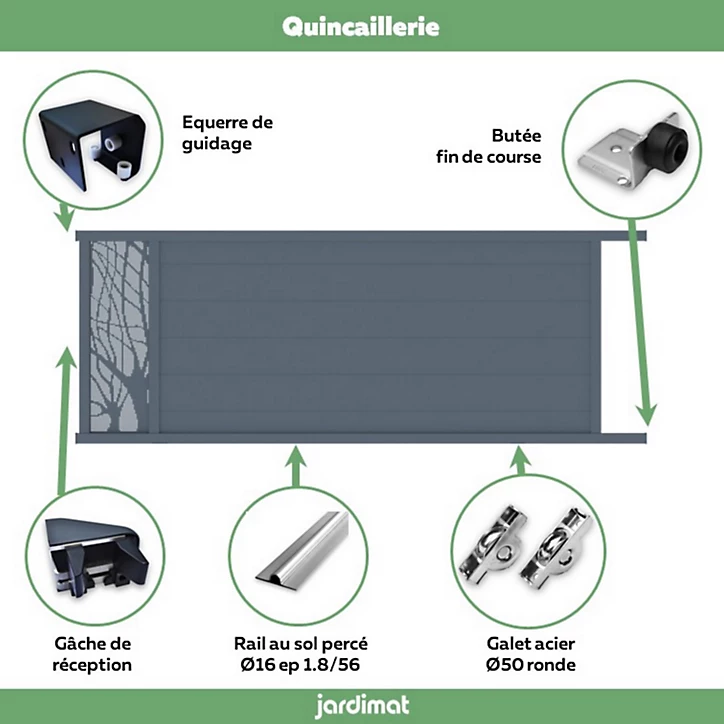Portail Jardimat coulissant motorisé aluminium Frejus gris anthracite - 400 x h.170 cm