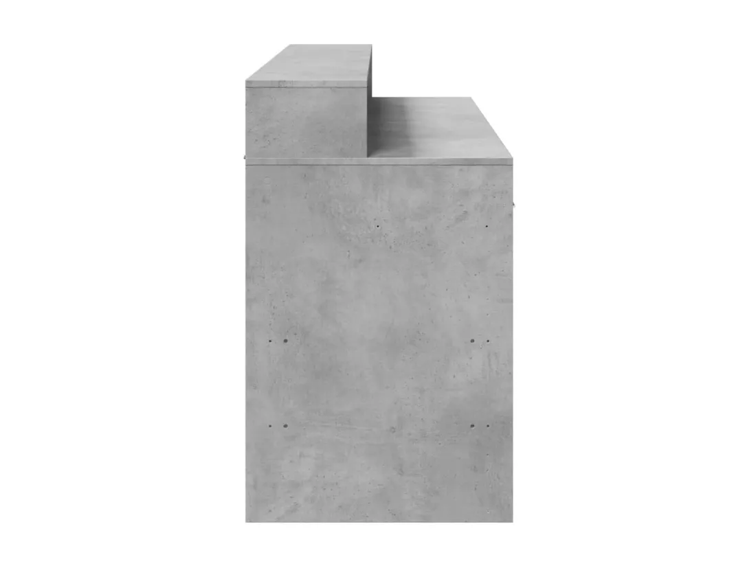 Bureau et lumières LED gris béton 140x55x91cm bois d'ingénierie