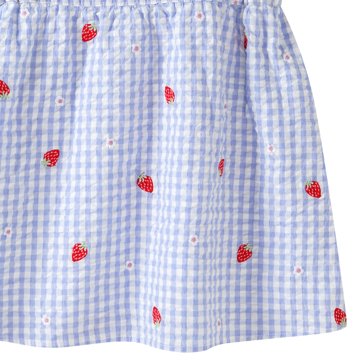 Baby Kleid mit Erdbeer-Allover hellblau / weiss