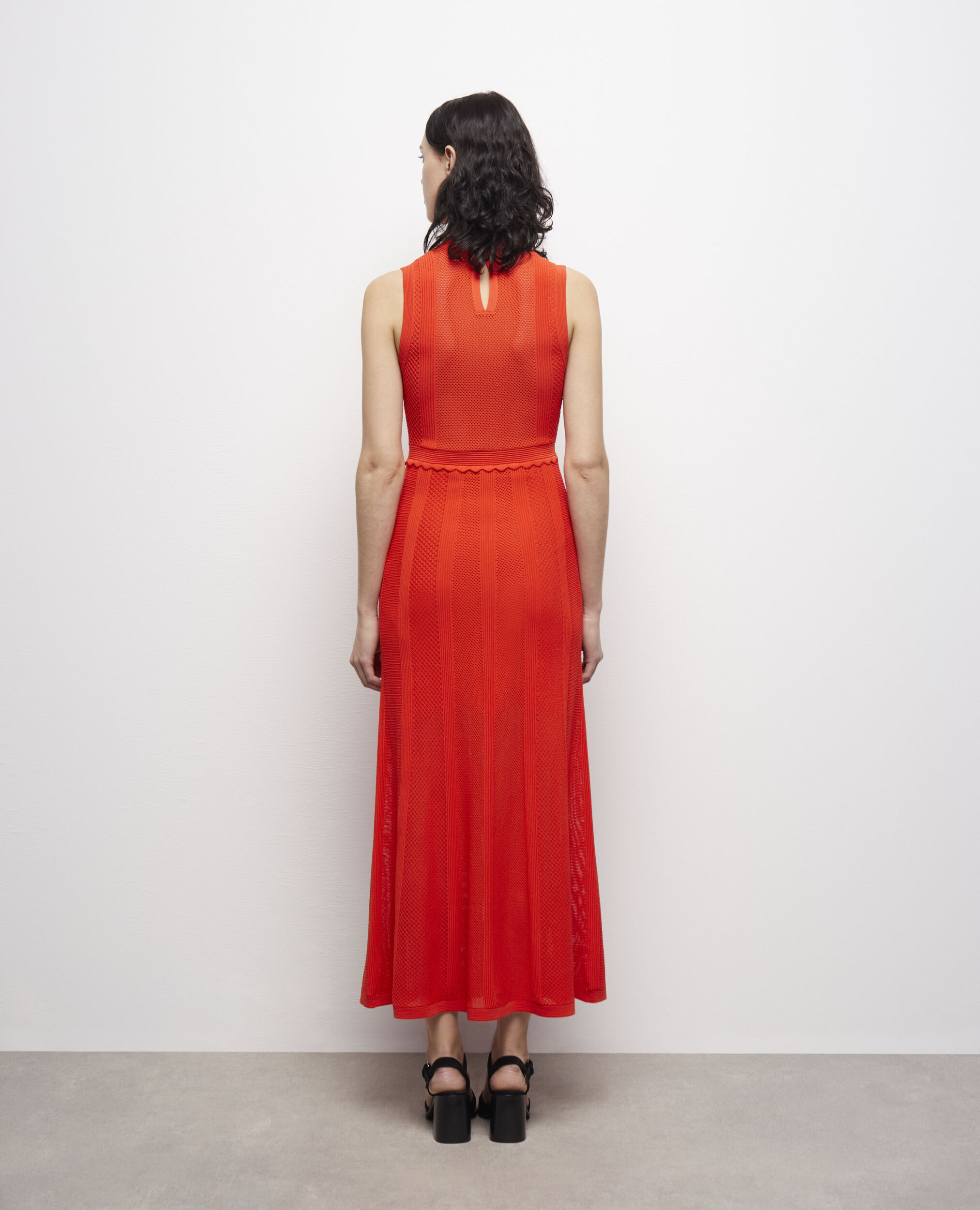 Robe longue orange en maille