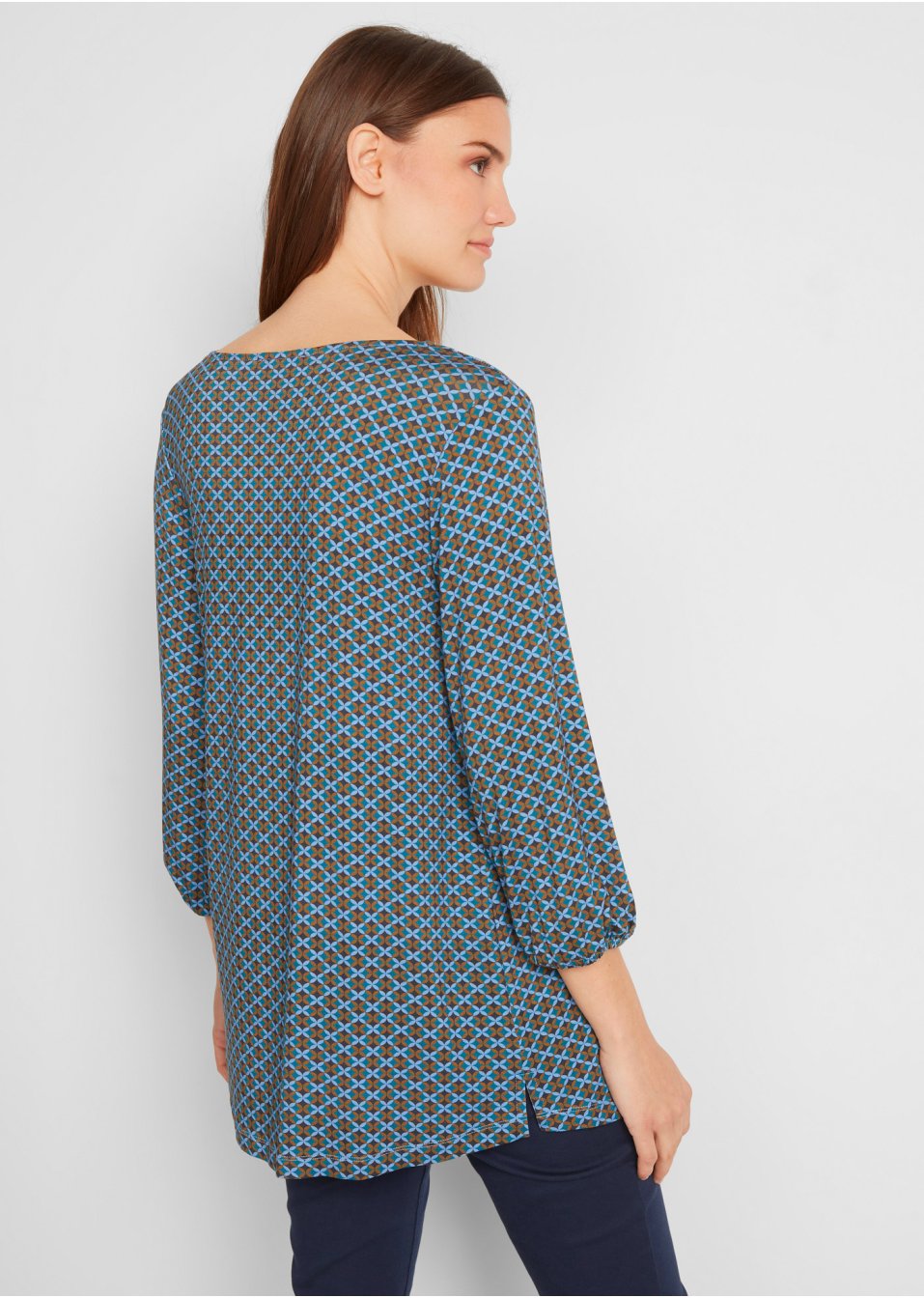 T-shirt manches 3/4 en viscose, forme trapèze