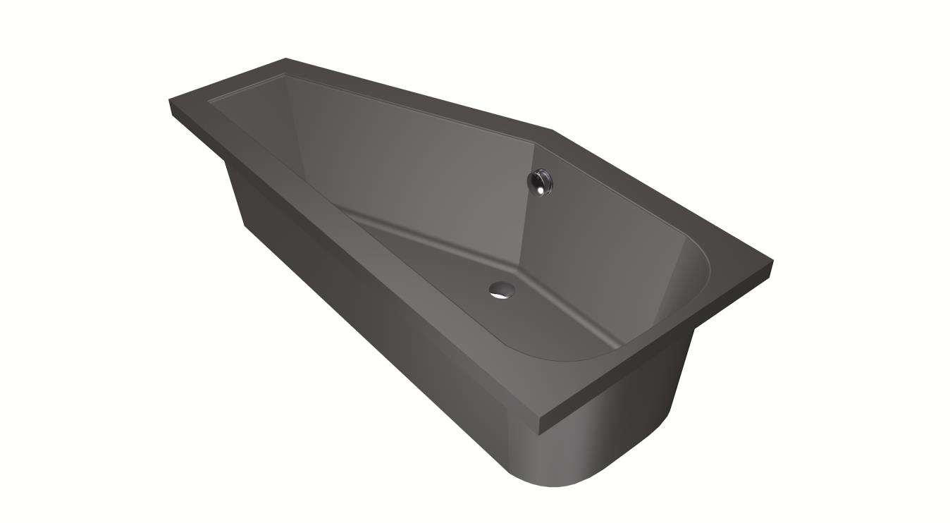 Xenz Lagoon Compact badkuip links 160x75x40cm antraciet