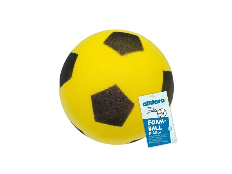 alldoro Schaumstoffball Weicher Softball mit Ø 20 cm im gelb/schwarzen Fussballdesign