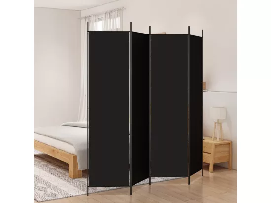 Cloison de séparation 4 panneaux Noir 200x200 cm Tissu