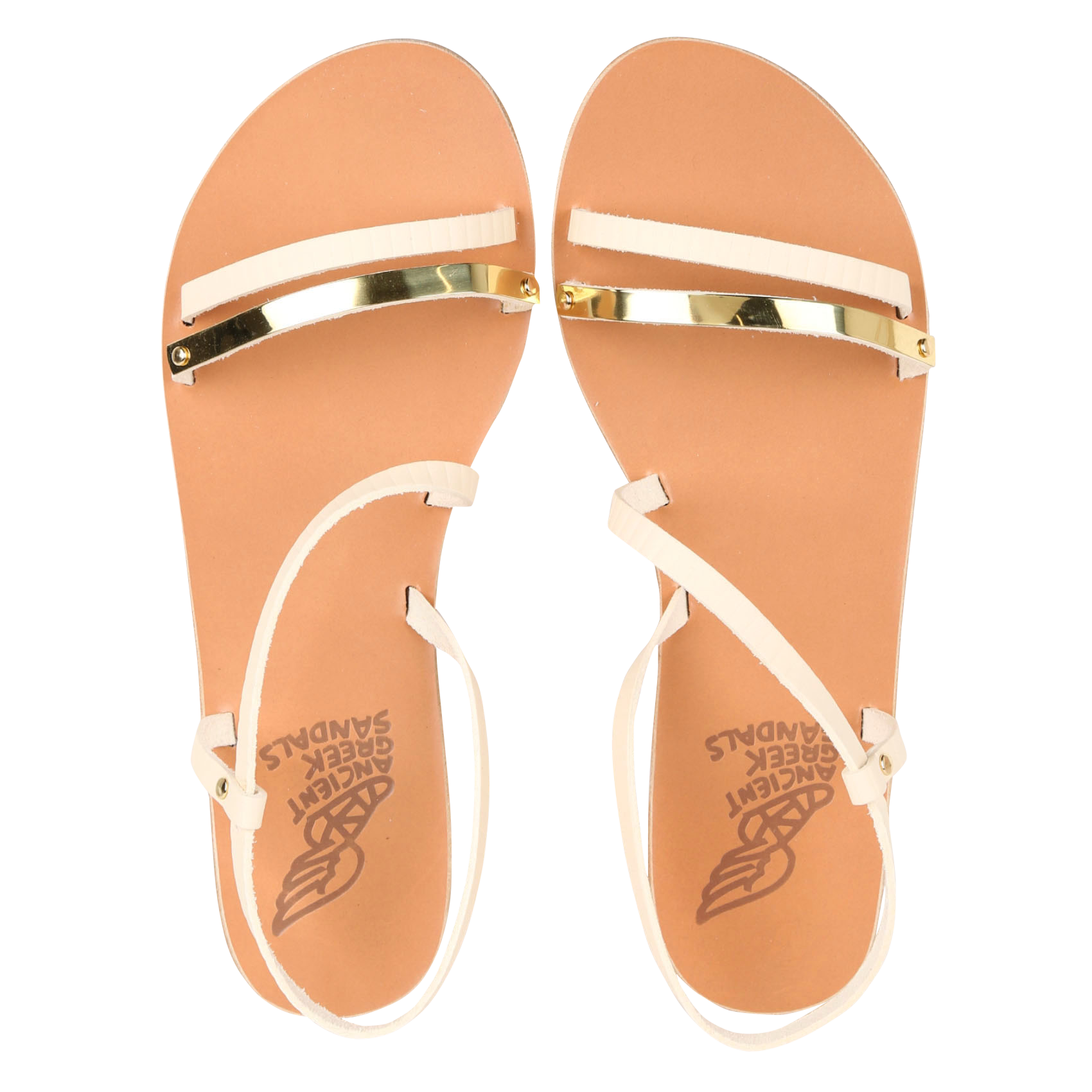 GOUDI - Sandales plates en cuir| Blanc