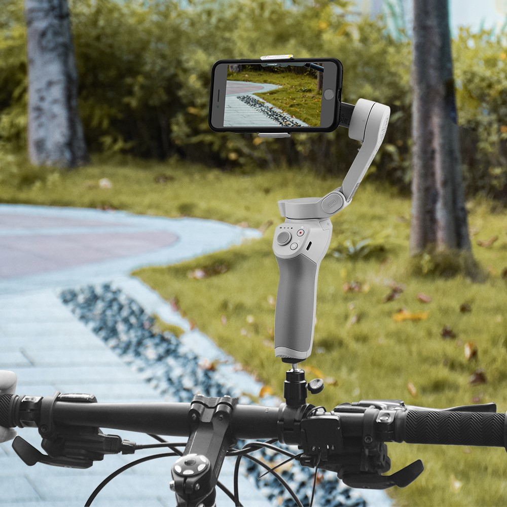 Alu Fahrrad Halterung Velo Lenkstangen Halter für DJI OM 4 / OSMO Mobile 3 / OSMO Mobile 2  - Schwarz
