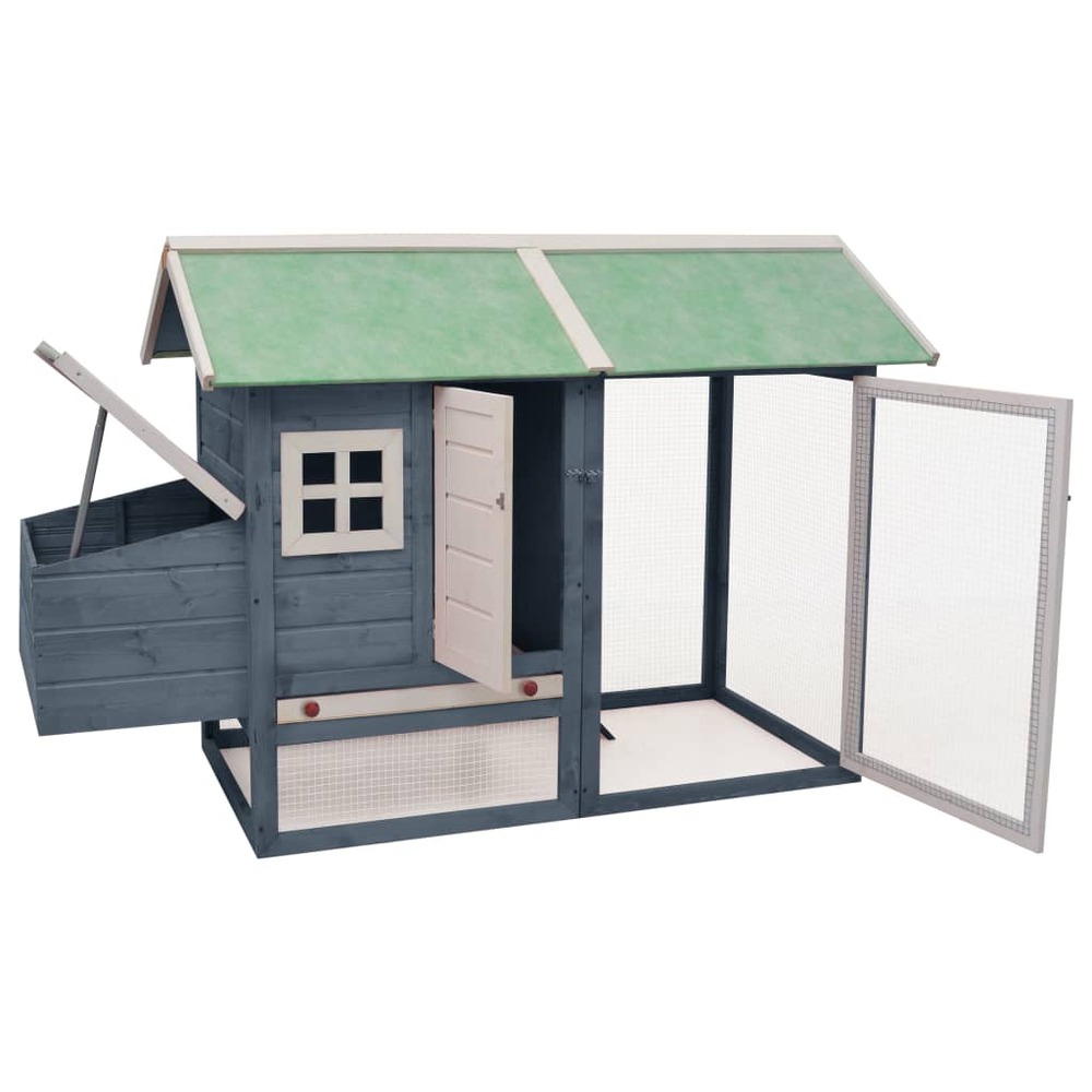 Poulailler 170 x 81 x 110 cm bois de pin massif et sapin gris