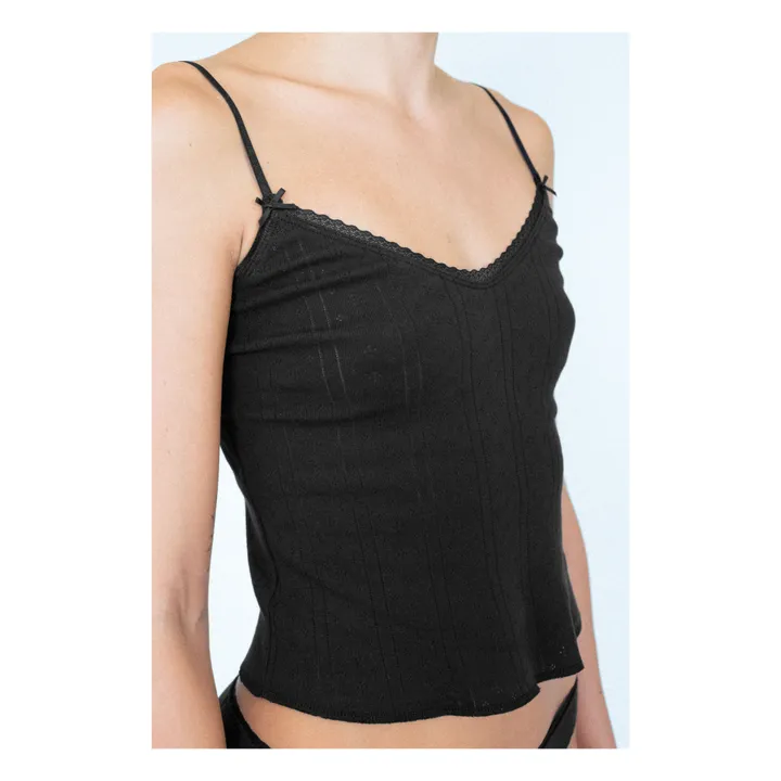 Cou Cou Intimates Top Long Cami Pointelle Coton Bio | Noir