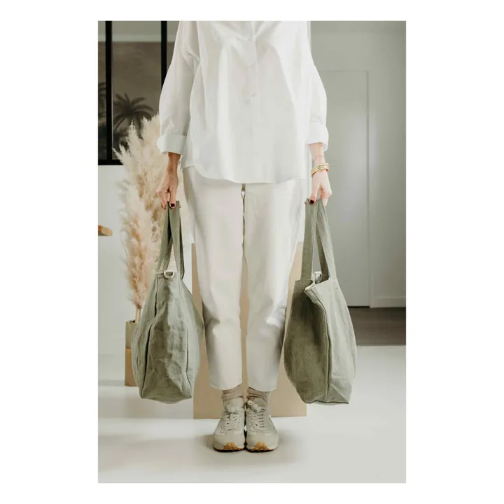 Adorna Sac zippé en lin | Vert kaki