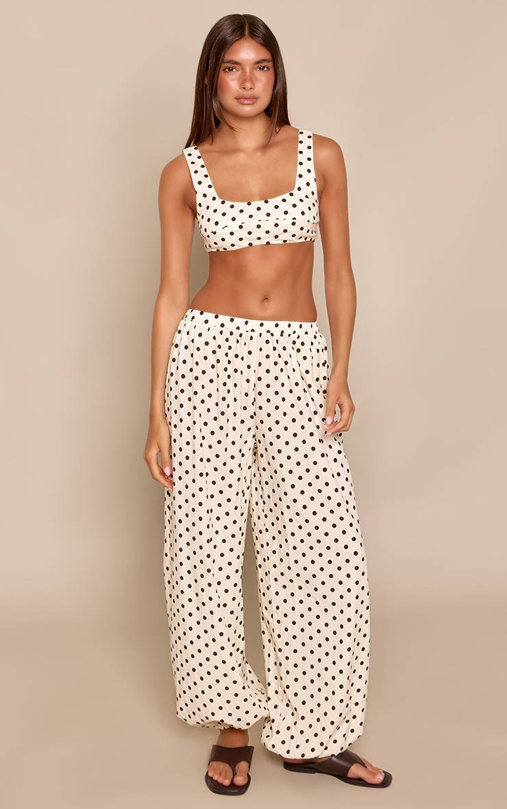 Crème Haut Bralette À Pois Assorti