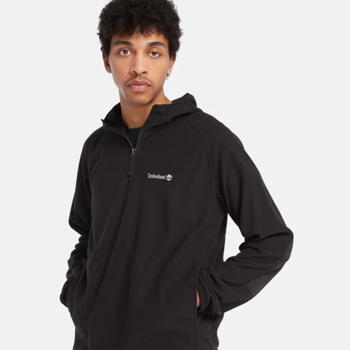 Moletom com capuz Polartec Fleece para homens na cor preta