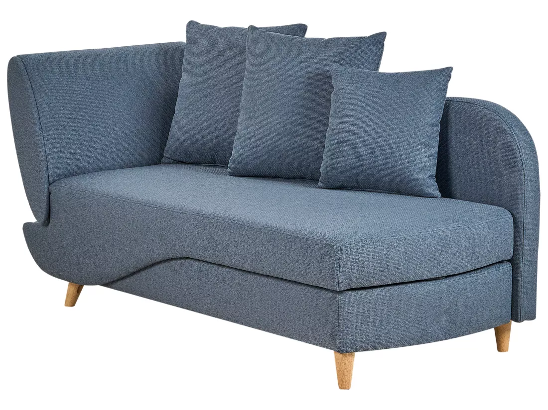 Chaise longue côté droite en tissu bleu MERI II