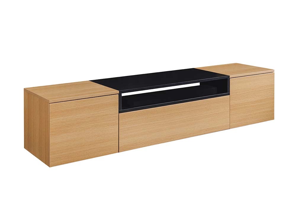 Hängendes TV-Board LOFT 160cm natur schwarz drei Fächer mit Schublade