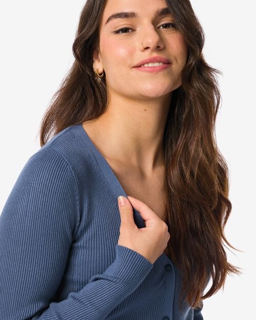 gilet en maille femme côtelé Ornella bleu