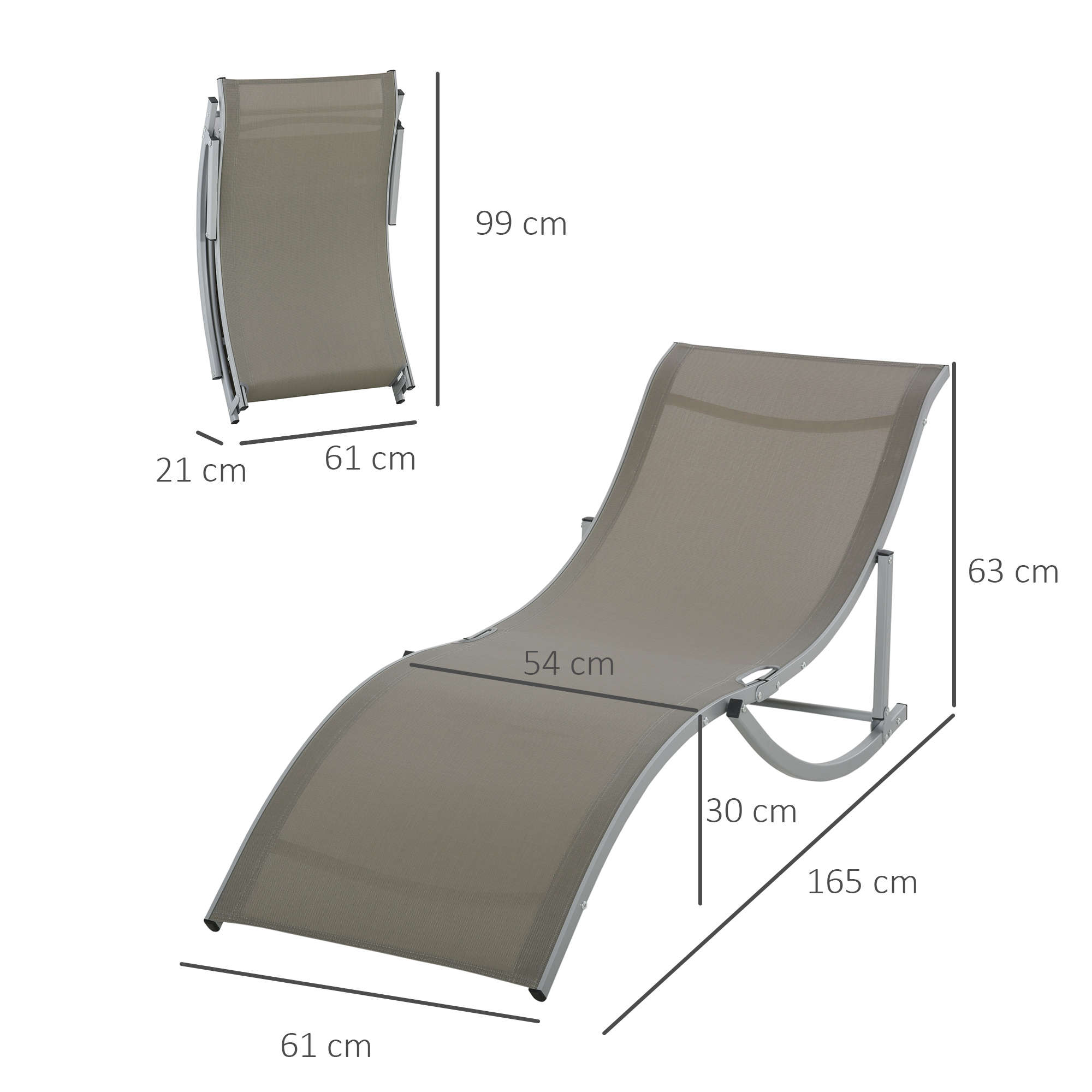 Conjunto de espreguiçadeiras Outsunny cinza